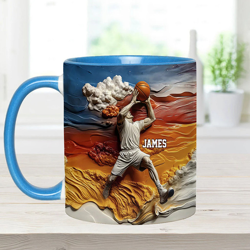 Personalized Basketball Accent Mug with Custom Name and Perfect Gift for Basketball Fans