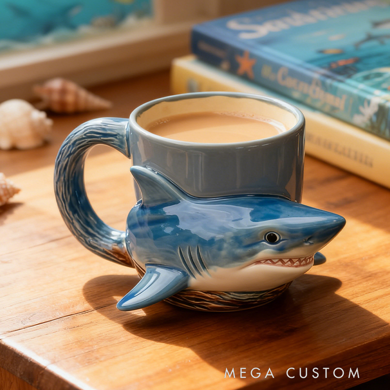 Ceramic Shark Mug - 3D Sculpted Marine Animal Coffee Cup