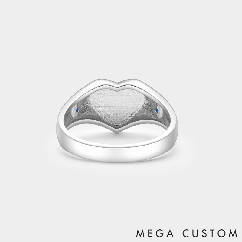 Personalized Sterling Silver Heart Ring – Custom Birthstone and Birth Flower Jewelry 925 Sterling Silver Gifts for Her