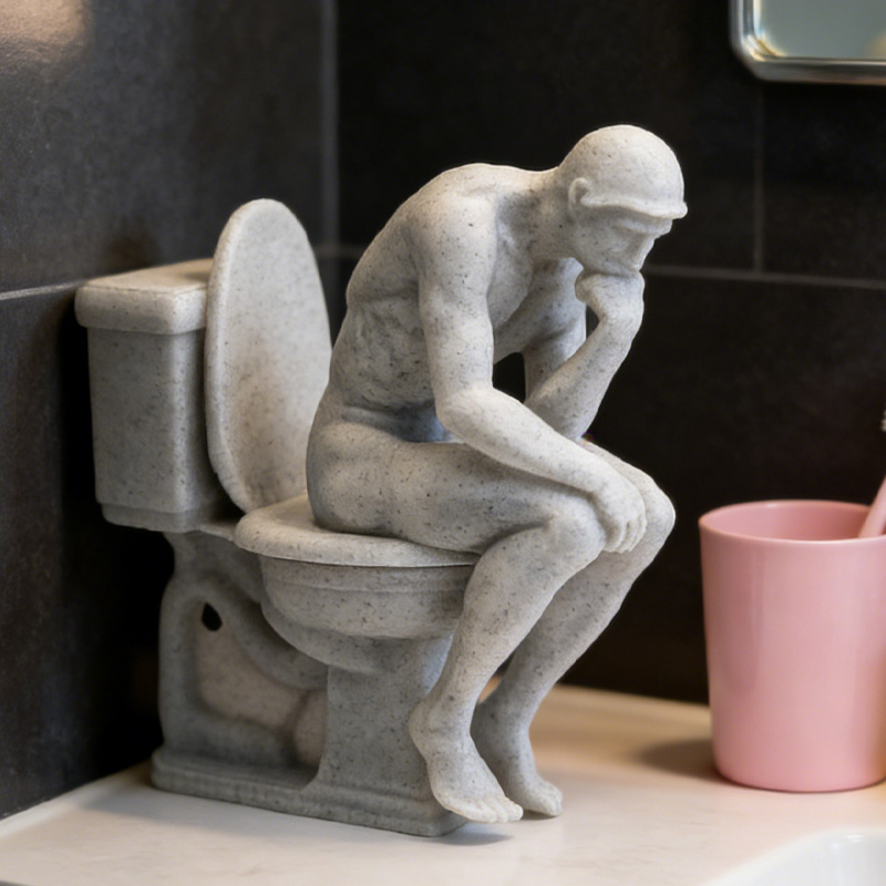 Personalized Funny Gym 3D Printed The Thinker Bathroom Accessory Sitting Figure On Toliet Gag Gift for Coach Trainer Gym Lover