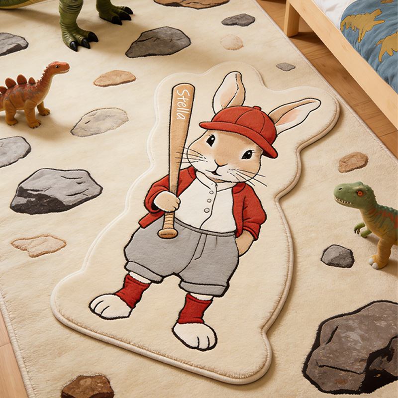 Personalized Bunny Baseball-Theme Custom Name Cute Baseball Rabbit for Kids