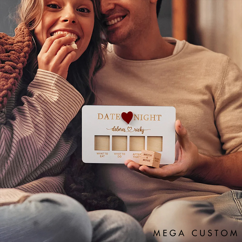 Personalized Couple 5 Pcs Wooden Date Night Dice Valentine's Day Gift for Husband Wife Boyfriend Girlfriend Date Night Ideas