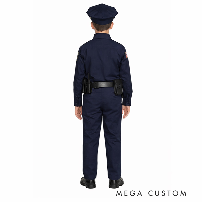 Personalized Kids Police with Hat Holiday Play Costume Kids Police Hat Embroidered Police Jacket