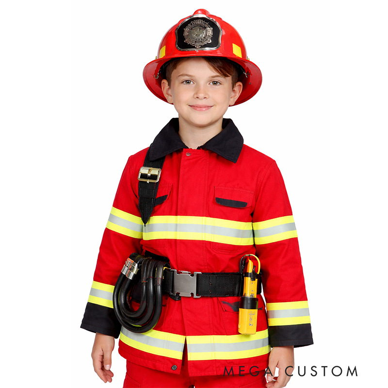 Personalized Kids Firefighter with Hat Holiday Play Costume Kids Firefighter Hat Embroidered Firefighter Clothing Set