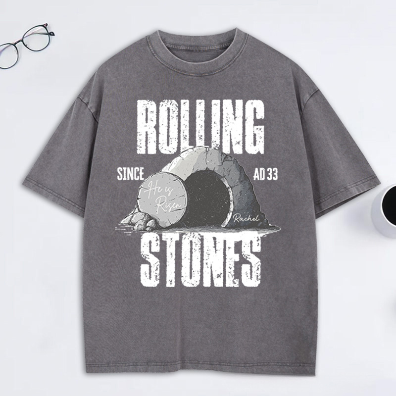 Personalized Rolling Stones Since AD33 Washed T-Shirt with Custom Name Christian Shirt Religious Christian Gift Easter Gift for Christians