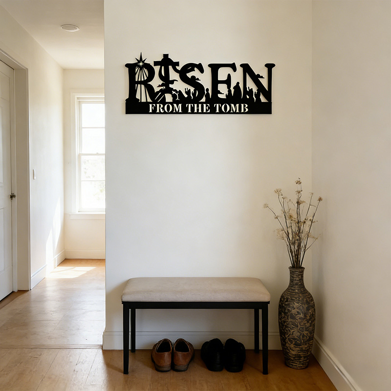 Personalized He is Risen Faith Metal Sign Wall Art Christian Home Decor Religious Gift Easter Gift for Family and Friends