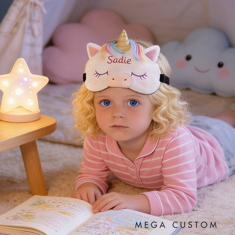 Personalized Rainbow Horse Whimsical Rainbow Horse Sleep Eye Mask Custom Eye Cover Comfortable Gift for Children