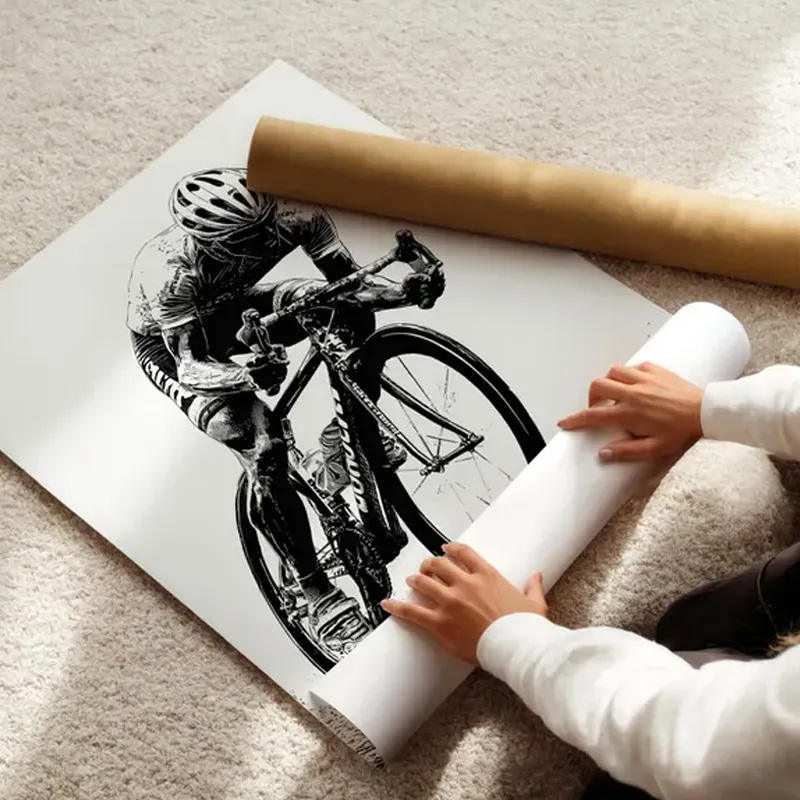 Personalized Bicycle Photo Portrait Bike Art Print Cycling Wall Decor Black and White Sports Artwork for Home Gym Athletic Gift for Him