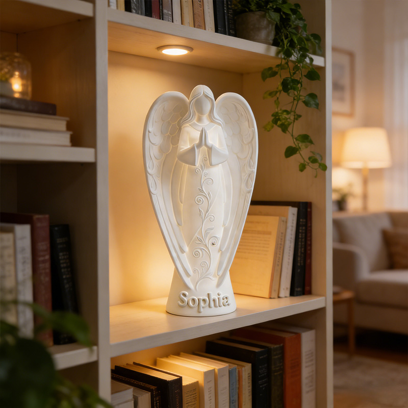 Personalized 3D Printed Light Up Angel Candle Holder with Custom Name Spiritual Gift Prayer Space Gift Religious Home Decor for her