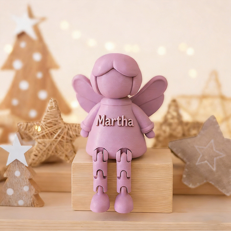 Personalized Guardian Angel 3D Printable Flexi Angel Figure with Custom Name Articulated Shelf Ornament Christian Home Decor for Girls