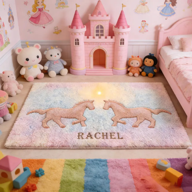 Personalized Rugs Riding Dreaming Horses Birthday Gift for Family Friends for Family for Riding Lovers Equestrian Lovers