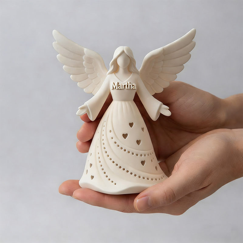 Personalized 3D Printable Guardian Angel Girl Tealight Candle Holder with Custom Name Christian Home Decor & Spiritual Gift Prayer Space Gift