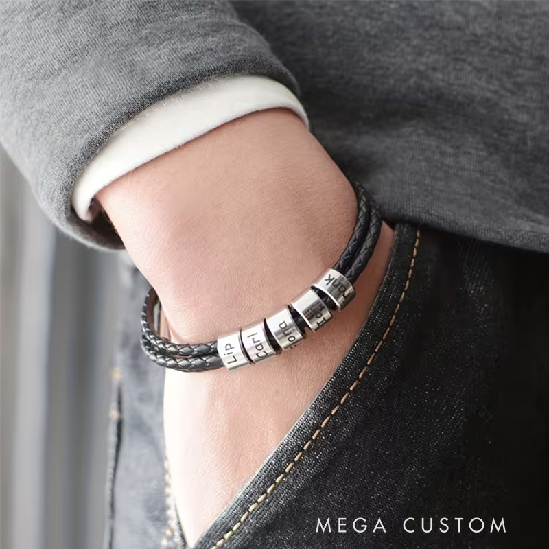 Personalized Dad Bracelet Custom With Kids Family Name Men’s Gifts Father’s Day Gifts Valentine’s Day Gifts Groomsmen Bracelets