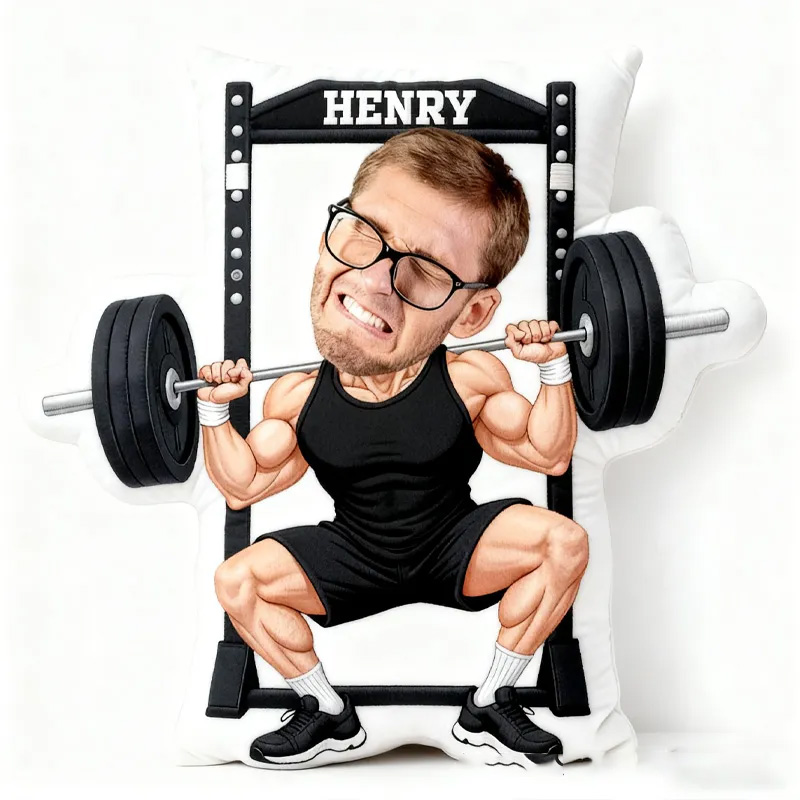 Personalized Gym Photo Pillow Graphic 3D Print Gift Ideas Exercise Themed Weight Lifting Workout Pillow Comfortable Christmas Decor for Gym Lovers