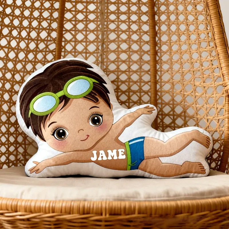Personalized Swimming Pillow Throw Pillow Graphic 3D Print Swimming Fitness Decoration Pillow Exercise Sport Pillow Female Swimmer Holiday Gift Custom Swim Pool Keepsake for Kids or Teens Swimming Lovers