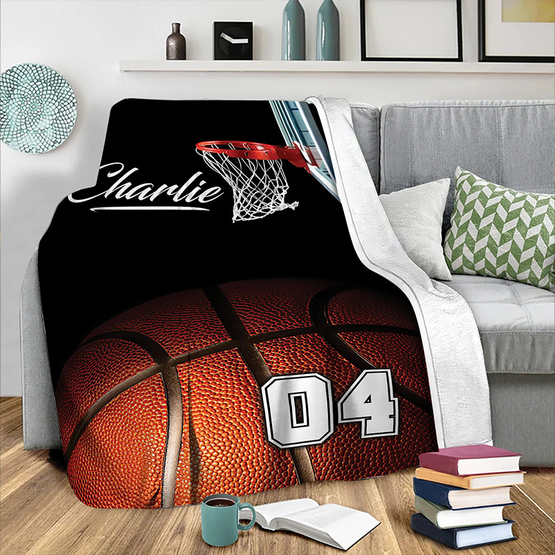 Personalized Basketball Player Blanket with Custom Name for Fans Gift
