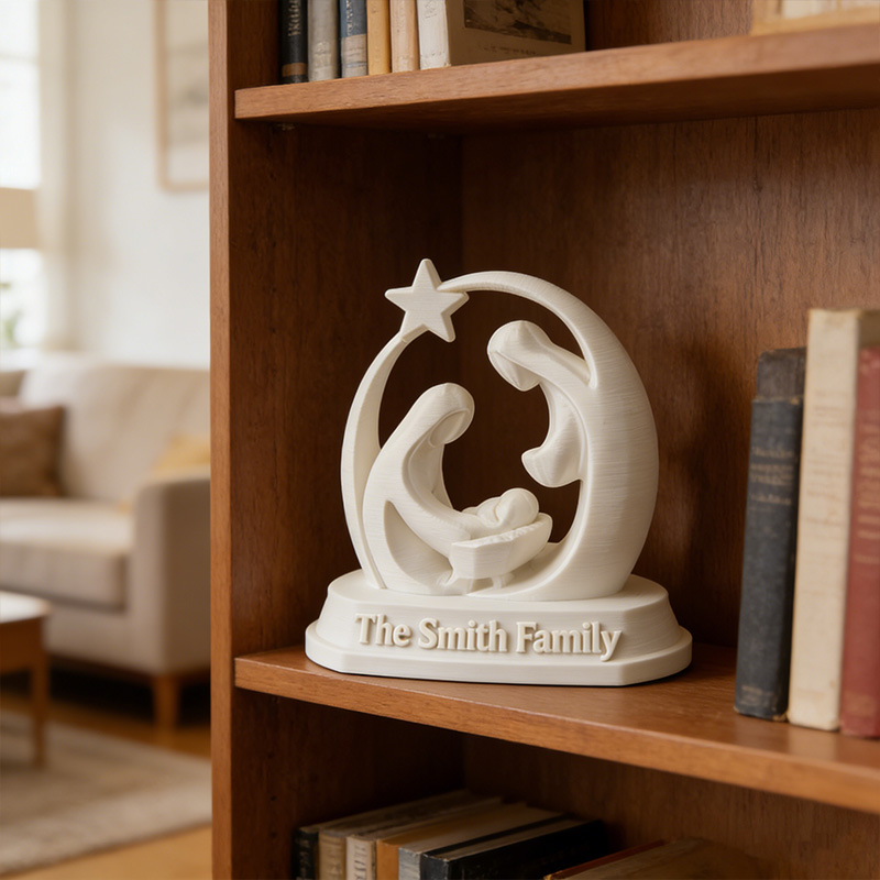 Personalized Holy Family Nativity Scene 3D Printed Christmas Decor with Family Name Christmas Home Decor Religious Gift for Christians