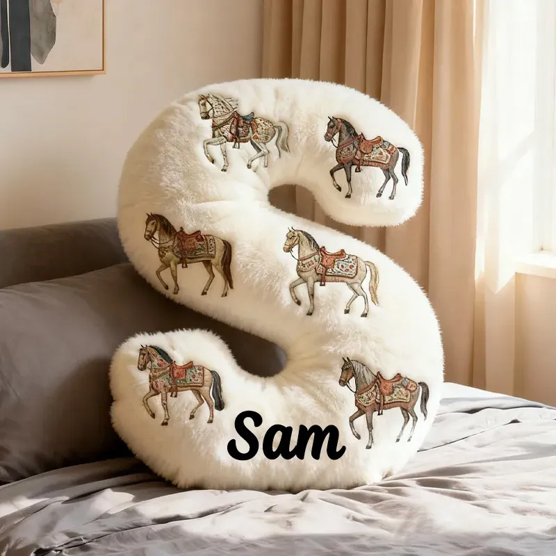 Personalized Riding Horse Letter Pillow Floral Horse Custom Name Festive Flower Decor with French Countryside Gifts for Family Graphic 3D Print Riding Lovers