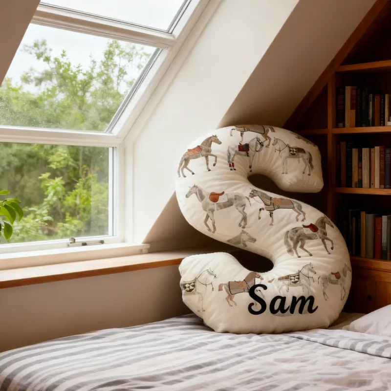 Personalized Riding Horse Letter Pillow Floral Horse Custom Name Festive Flower Decor with French Countryside Gifts for Family Graphic 3D Print Riding Lovers