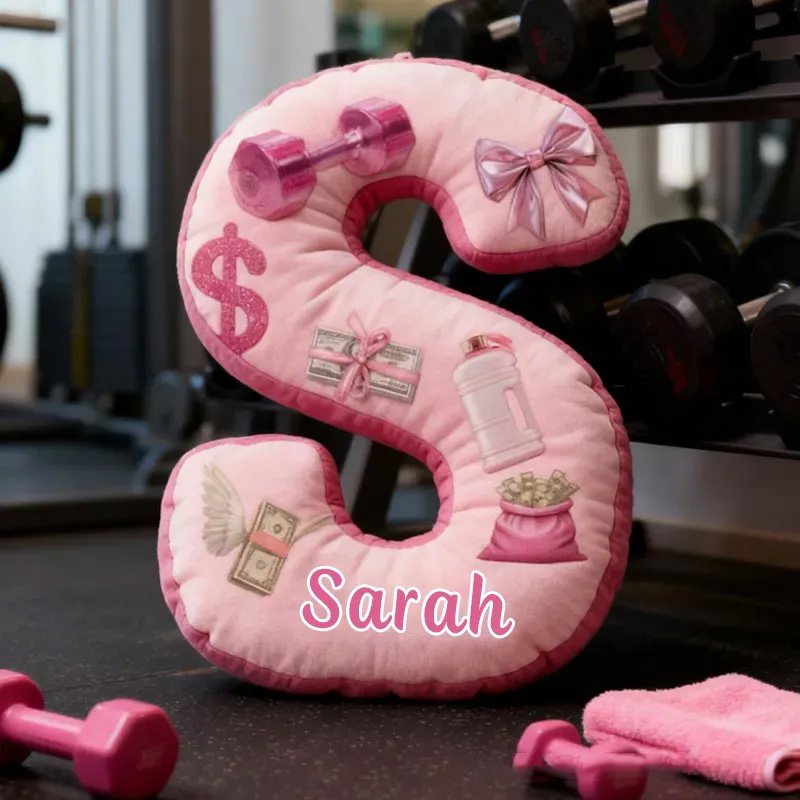 Personalized Fitness Money Come Letter Pillow Graphic 3D Print Pajama Party Funny Letter Pillow Name Pillow Girly Health and Gym Fitness Lovers Illustrations