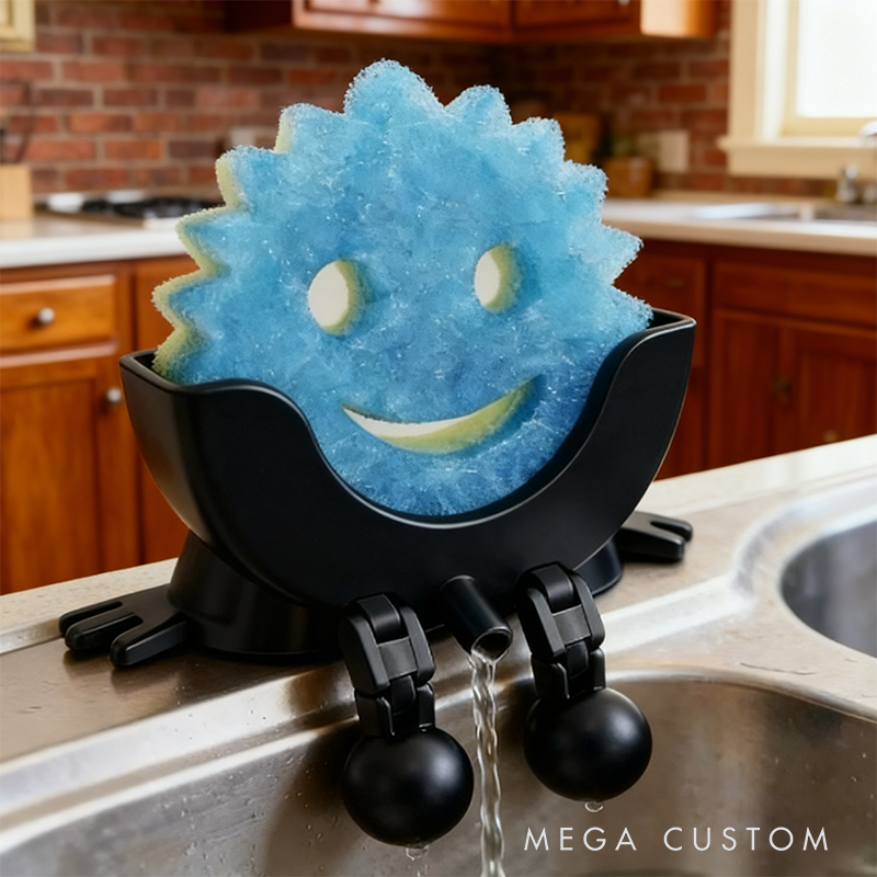 3D Printed Sink Sponge Holder - Funny Smiley Face Kitchen Organizer with Drainage Legs
