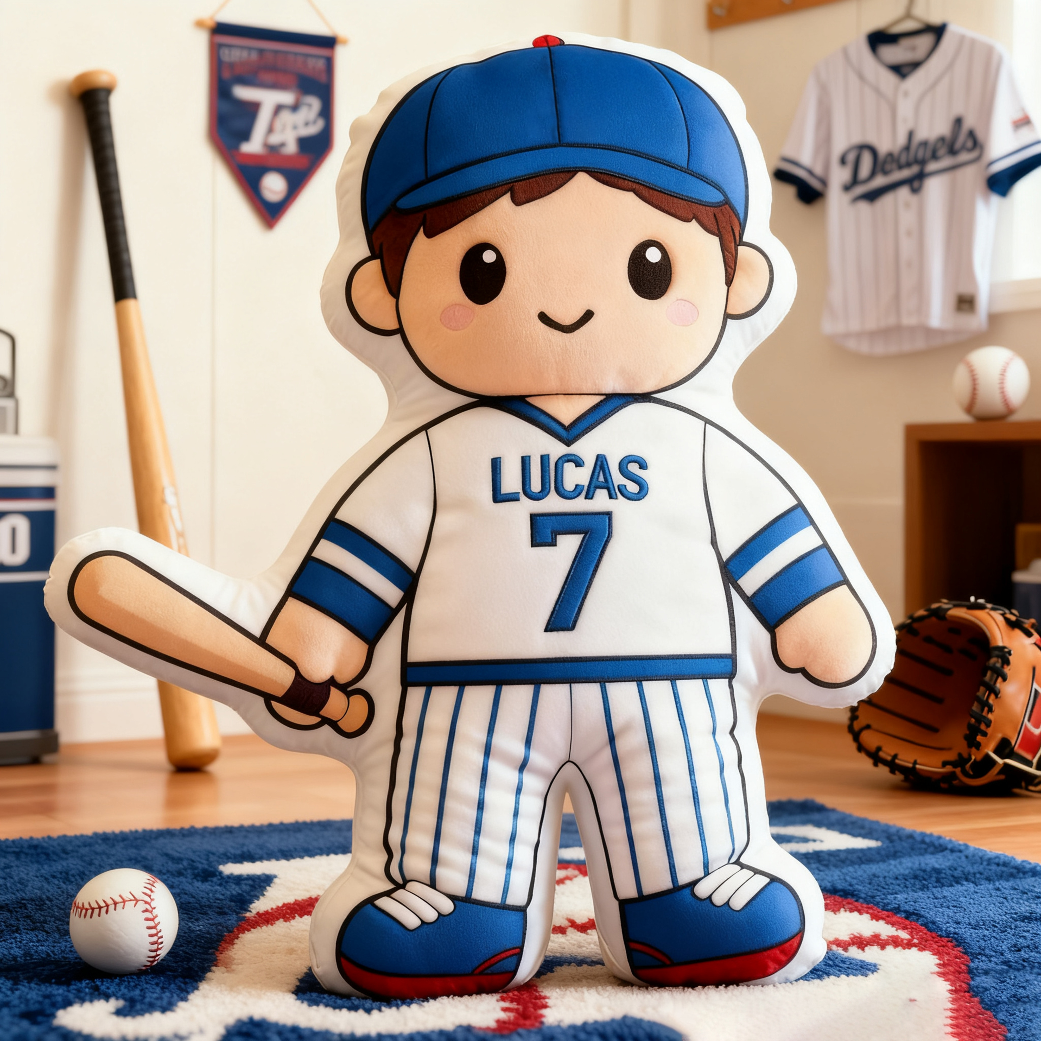 Personalized Baseball Player Pillow with Custom Name and Jersey Number  for Kids and Fans