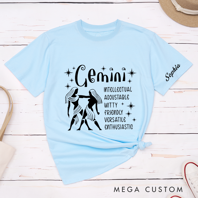 Personalized Sagittarius Zodiac T-Shirt Custom Name Astrology Star Sign Gift Unique Traits Independent Generous Caring Honest Tee