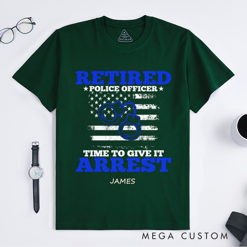 Personalized Retired Police Officer T-Shirt with Patriotic and Humorous Elements Design Gift for Police Officer T-Shirt