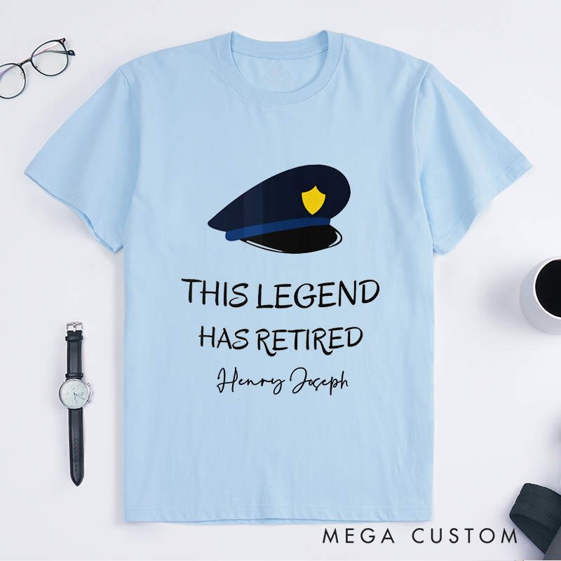 Personalized Retired Police Officer T-Shirt with Iconic Hat and Minimalist Typography Design Gift for Police Officer T-Shirt