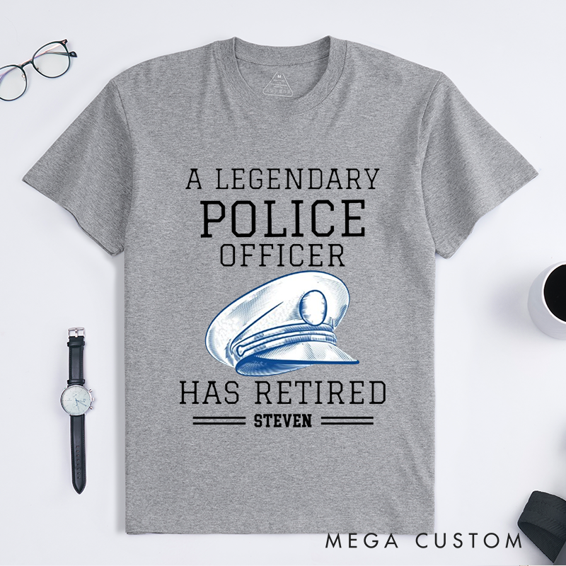 Personalized Retired Police Officer T-Shirt with Classic Hat Illustration and Timeless Typography Design Gift for Police Officer T-Shirt