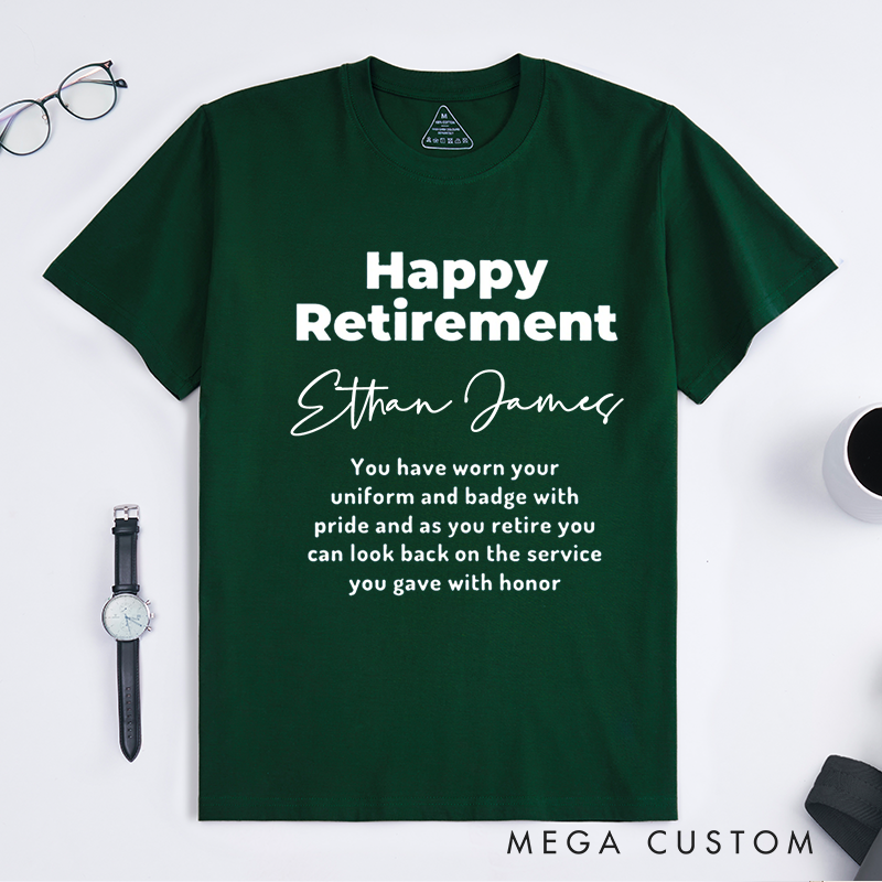 Personalized Retirement T-Shirt with Heartfelt Message and Elegant Typography Design Gift for Police Officer T-Shirt