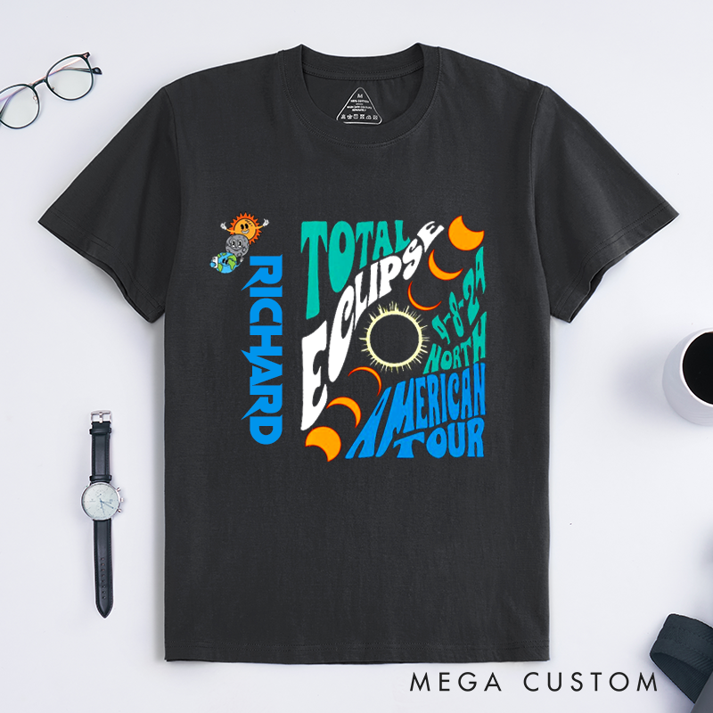 Personalized Total Eclipse Classic T-Shirts Custom Solar Even T-Shirt Unique Unisex Gift for Astronomy Lovers and Science Fans 
