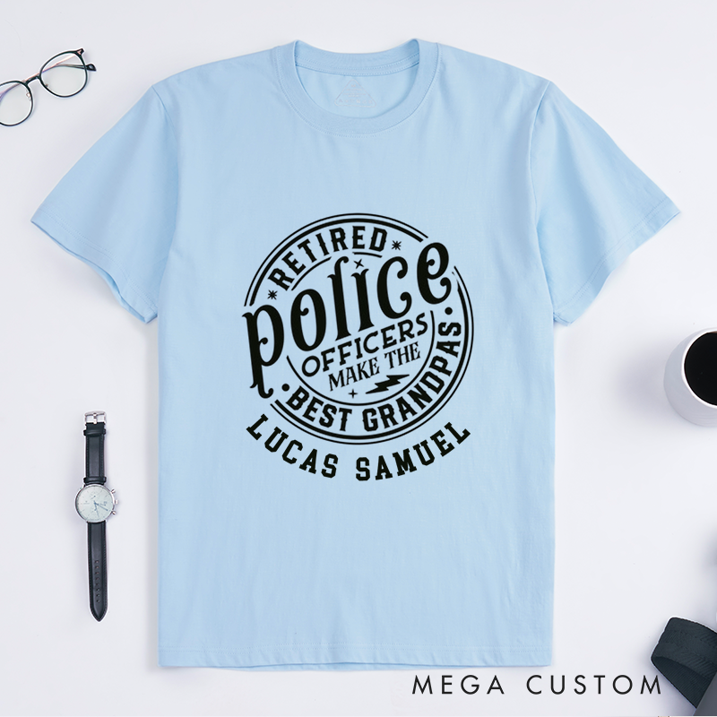 Personalized Retired Police Officer T-Shirt with Fun Grandparent Themed Design Gift for Police Officer T-Shirt