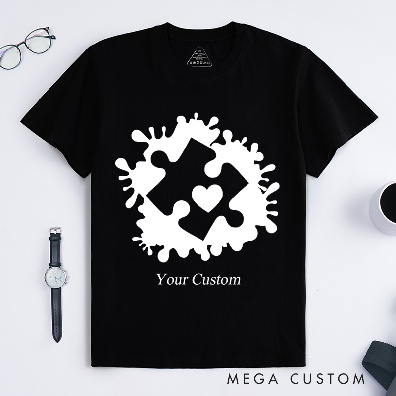 Personalized Autism Awareness Puzzle Heart Celebrating Neurodiversity Support T-Shirt  