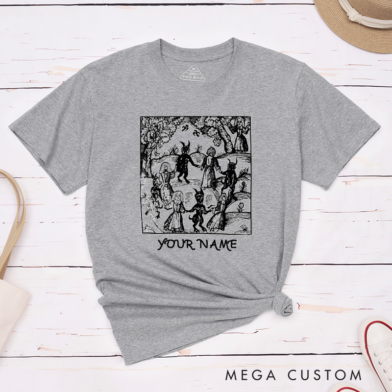 Personalized Classic T-Shirts Witchcraft Pagan Vintage Art Custom Occult Gift Unisex Tee Gothic Witchy Apparel Unique Present for Halloween