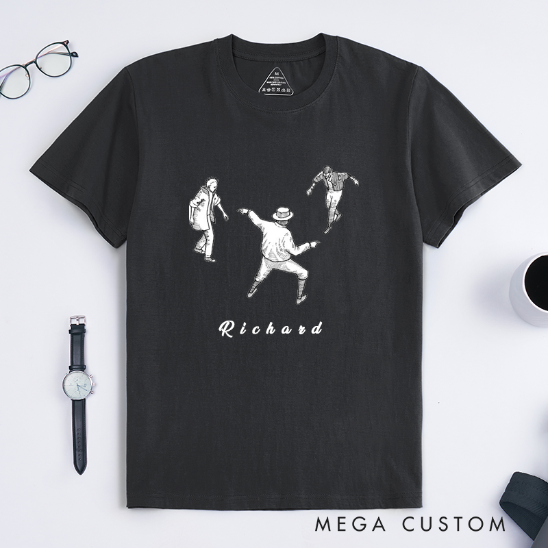 Personalized Classic T-Shirt Vintage Dance Illustration Unisex Custom Name Retro Art Gift for Men Women Unique Birthday Present for Friends Family