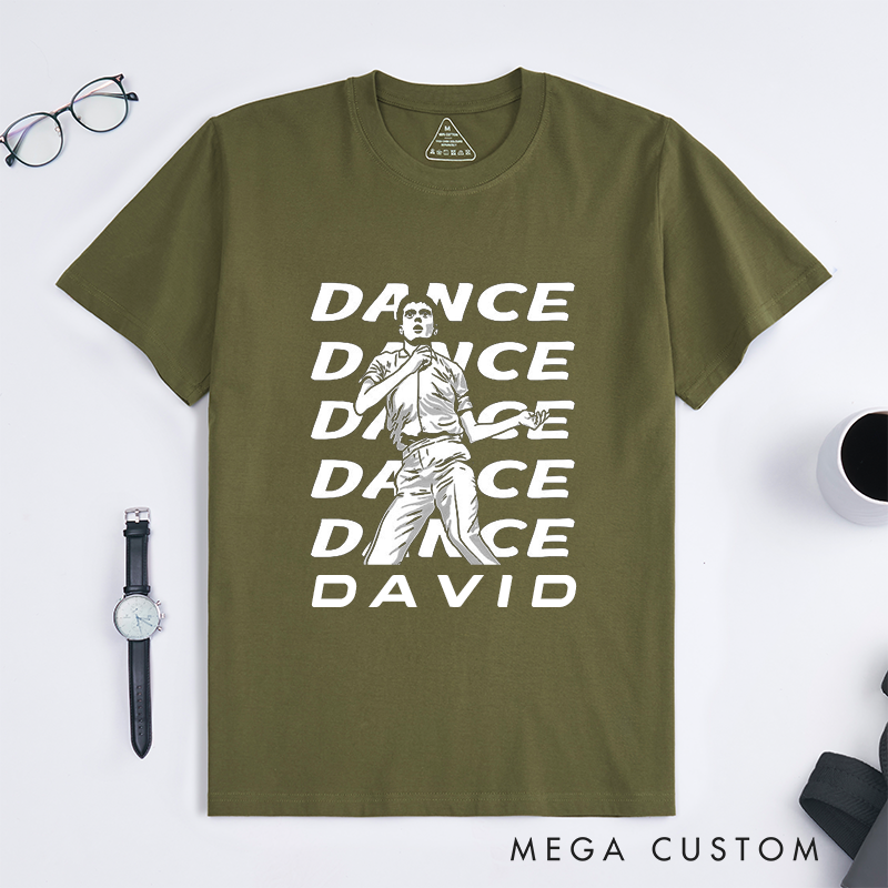 Personalized Classic T-Shirts Dance Theme Custom Name Tee Gift for Dance Lovers Unisex Unique Fun Dancing Shirt for Men Women Friends Birthday Party 