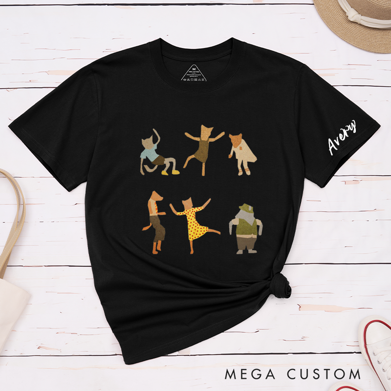 Personalized Classic T-shirt Animal Character Tee Unisex Custom Artistic Cat Lover Gift Unique Everyday Wear for Men Women and Kids Special Present 
