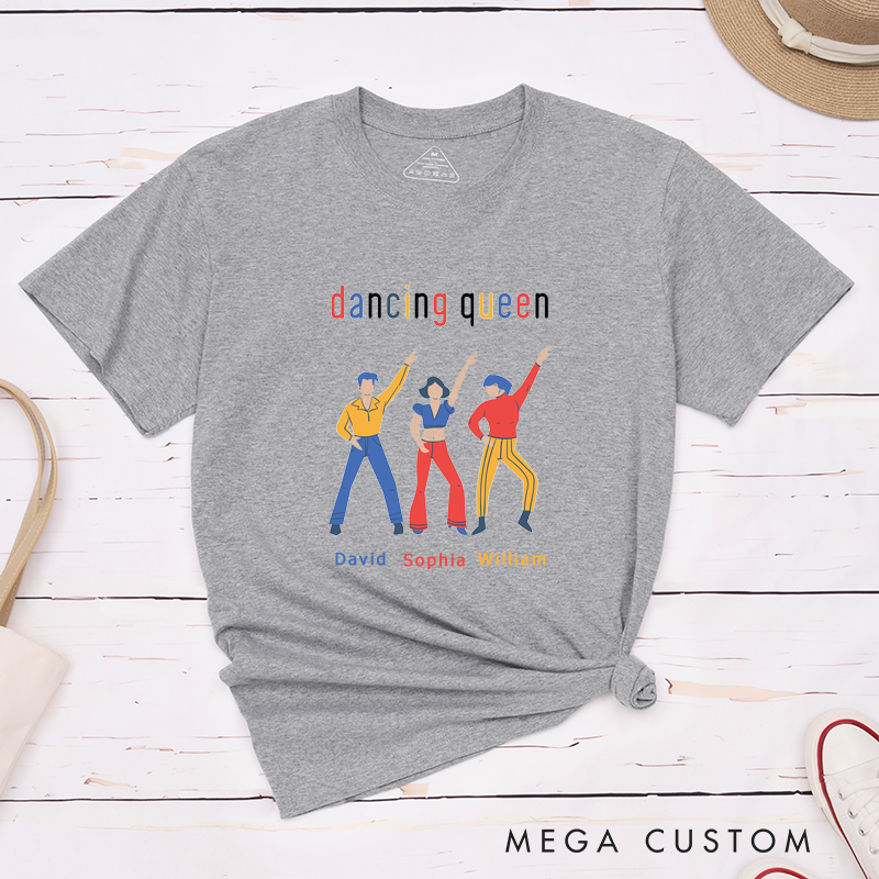 Personalized Classic T-Shirts Dancing Themed Custom Name Disco Party Dance Pose Gifts for Matching Apparel Retro Dance Lover Shirt