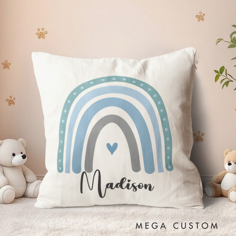 Personalized Rainbow Birth Stats Throw Pillows Featuring Baby's Details And Cheerful Colors Throw Pillows