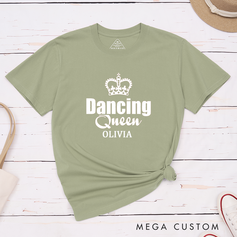 Personalized Dancing Queen Name T-Shirt Custom Crown Design Classic Unisex Gift for Dancer Birthday Present for Her Unique Dance Lover Tee