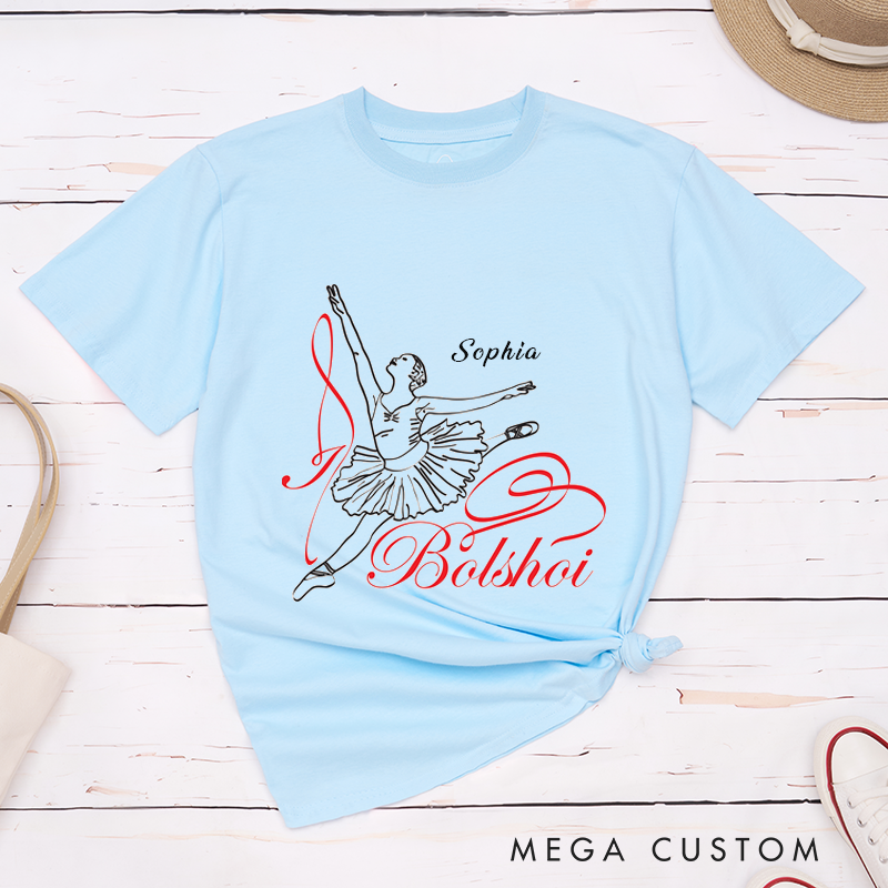 Personalized Ballet Dancer Classic T-Shirts Custom Name Elegant Gift for Ballet Lovers Unique Dance Performance Birthday Shirt for Her or Him Fashionable Tutu Tee