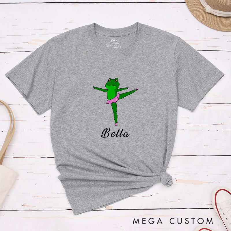 Personalized Classic T-shirt Custom Name Frog Ballet Dancer Lover Gift Suitable for Kids or Adults