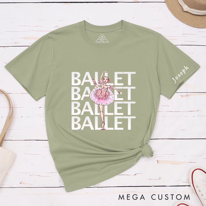 Personalized Ballet Dancer Classic T-Shirts Custom Name Gift Beautiful Pink Ballerina Design Unique Dance Birthday Present