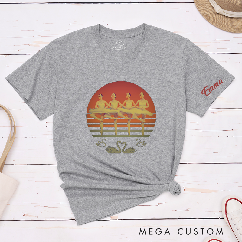 Personalized Ballet Dancer T-Shirt Classic Swan Lake Ballerina Gift for Dance Lovers Custom Name Tee for Unique Birthday Present