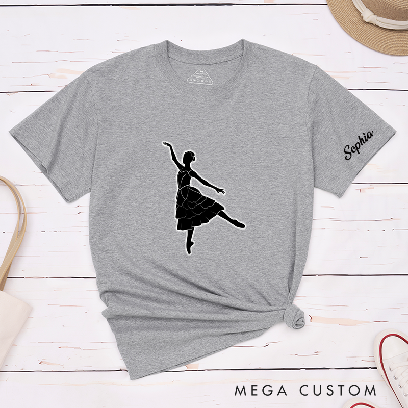 Personalized Ballet Dancer Silhouette Classic T-Shirts Custom Dance Gift for Girls Women Birthday Present Elegant Ballerina Tee 