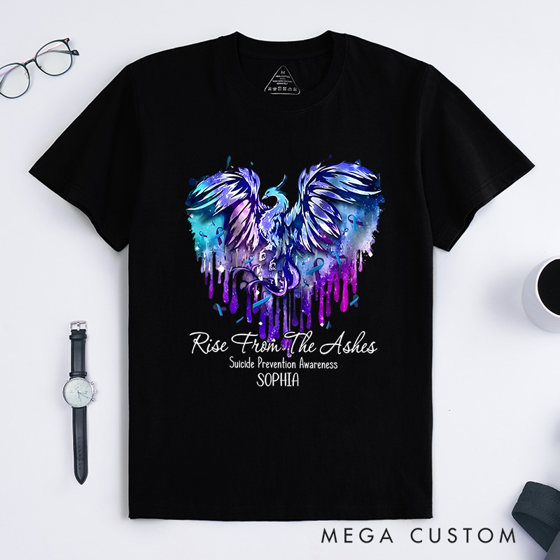 Personalized Rise From The Ashes Suicide Prevention Awareness T-shirt Mental Health Gift