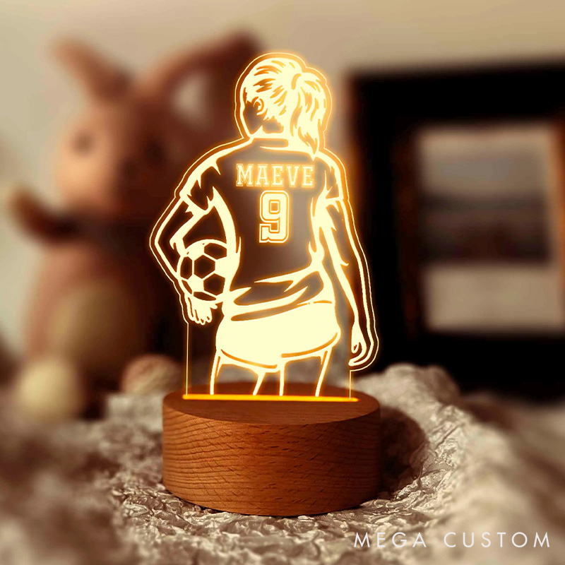 Personalized Soccer Player LED Night Light with Custom Name and Number on the Back