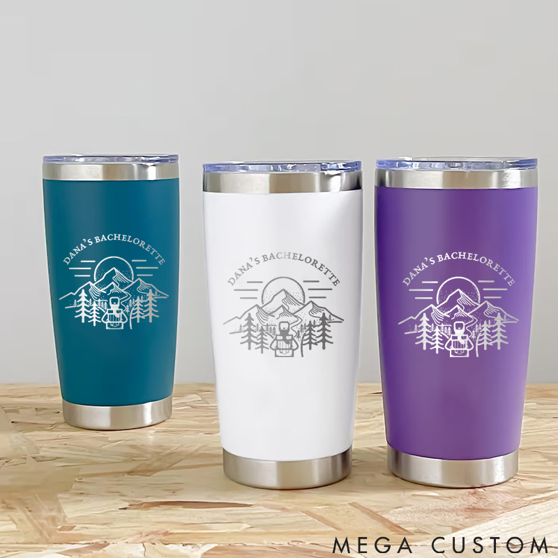 Personalized Bachelorette Adventure Tumblers Mountains Camping Travel Mug Gift for Outdoor Lovers