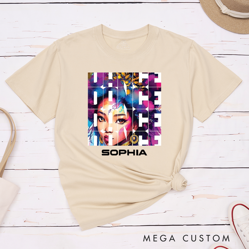 Personalized Dance Themed Boxy Graphic Classic T-Shirts Vibrant Colorful Art Dance Lovers Unique Birthday Present for Friends Family